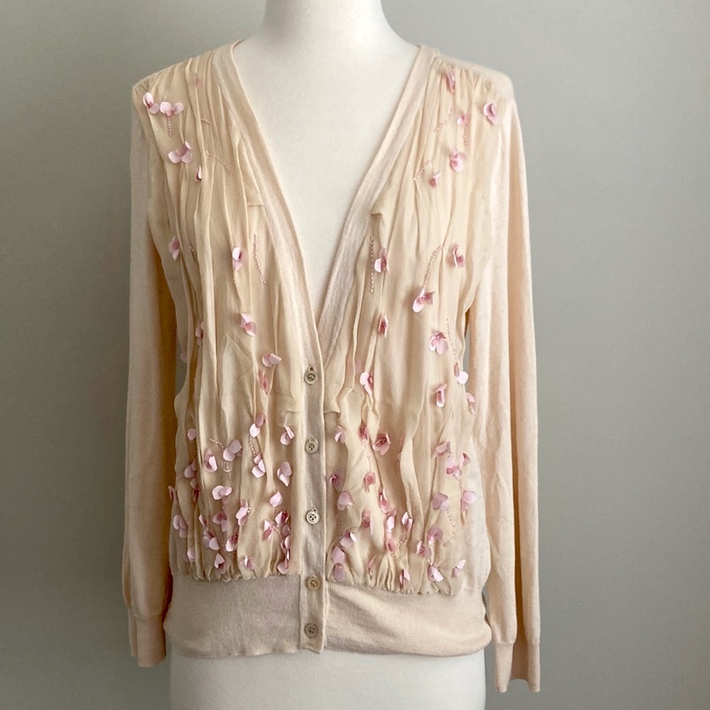 BOGO J. Crew Ladies Beaded Floral Sweater sz M